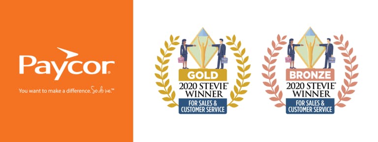 Paycor Wins a Gold and a Bronze Stevie® Award for Sales and Customer Service