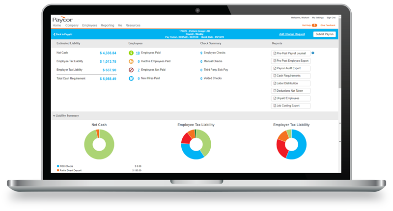 payroll processing dashboard on computer