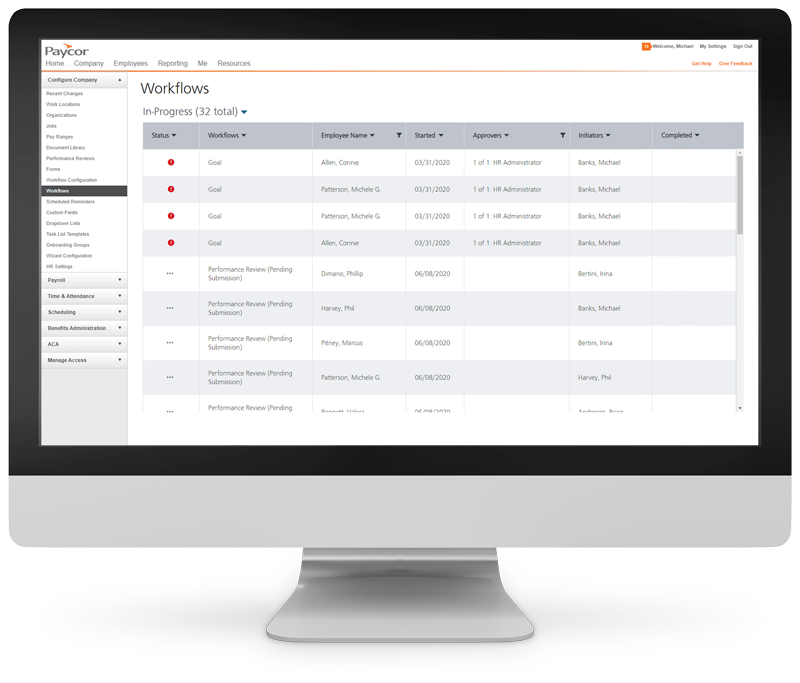 hr workflows system screenshot